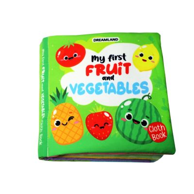 Baby My First Cloth Book Fruit and Vegetables with Squeaker and Crinkle Paper, Non-Toxic Early Educational Toy for Toddler, Infants