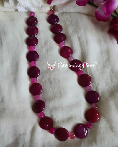 Button Necklace Pink
