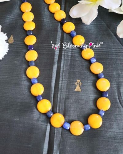 Button Necklace Yellow