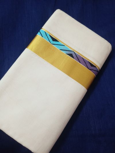 Double Mundu with hand painted borders