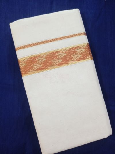 Double Mundu with Brown woven border