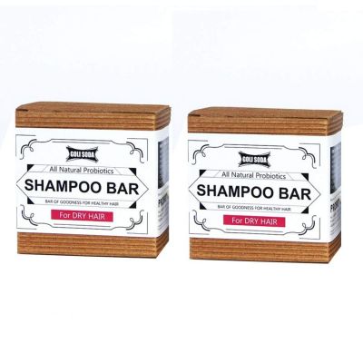 Goli Soda All Natural Probiotics Shampoo Bar for Dry Hair - 90 g - (Pack Of 2)