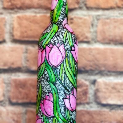 Bottle Painting Floral design 