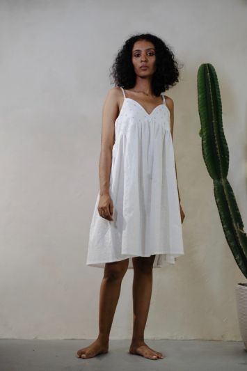 White front embroidered frock