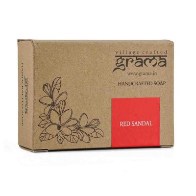 Grama Handmade Red Sandal Soap | Raktha Chandana | (125 GMS) for Skin Glow, Pack of 2