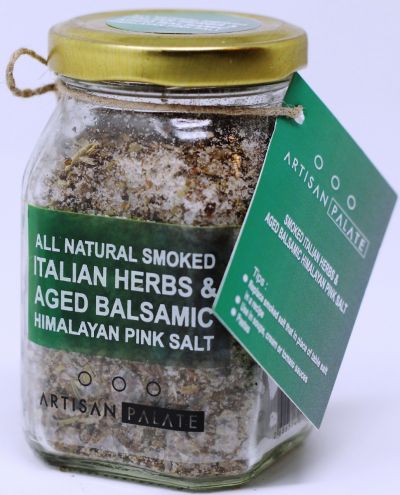 All Natural Smoked Italian Herbs, Aged Balsamic Himalayan Pink Salt 150 grams