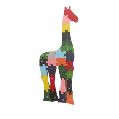 Wooden Giraffe Puzzle Toy I English Alphabet and Numbers with free denim bag