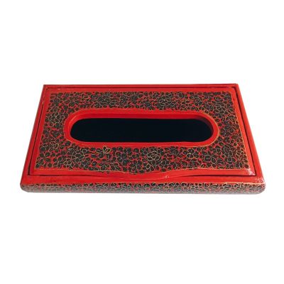 Kashmiri Paper Mache Beautiful Tissue Box (Gold floral design)
