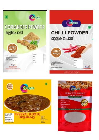 Combo Pack of Sprouted Wheat Flour , Theeyal Kootu, Chilli Powder & Coriander Powder