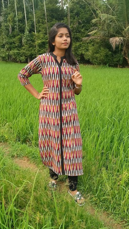 Very elegantly designed indigo ikat kurti. #newcollection #style #cotton  #casualoutfit #ikat #gorgo… | Kurti designs latest, Kurta neck design, Cotton  kurti designs