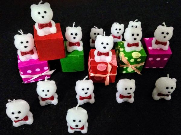 Christmas Teddy Candles (Pack of 10)