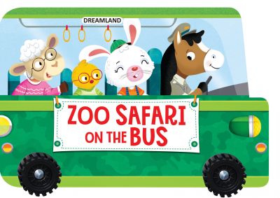 Zoo Safari on the Bus- A Shaped Board book with Wheels 