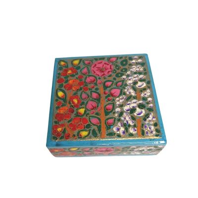 Kashmiri Paper Mache Square Coasters (Set of 6 with Box)