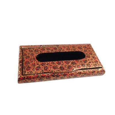 Kashmiri  Paper Mache Beautiful Tissue Box (Red floral design)